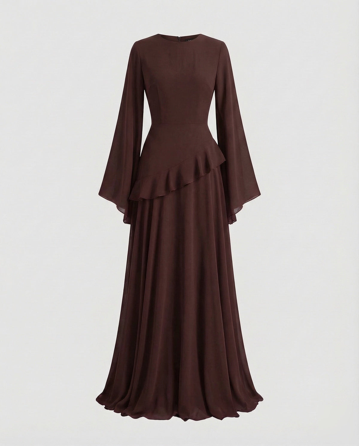 Women's Gala Maxi Dress with Bell Sleeves and Tiered Skirt