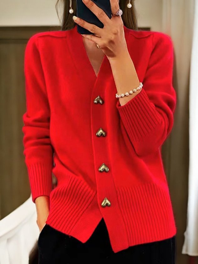 Women's Heart Button Cardigan