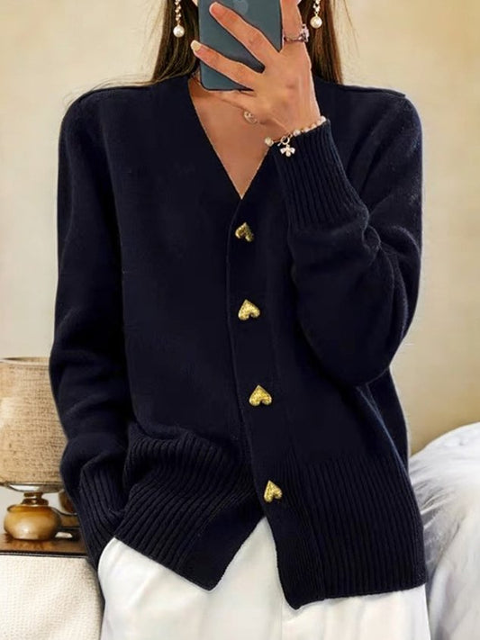 Women's Heart Button Cardigan