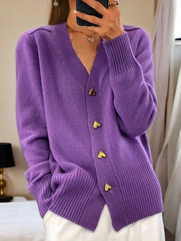 Women's Heart Button Cardigan