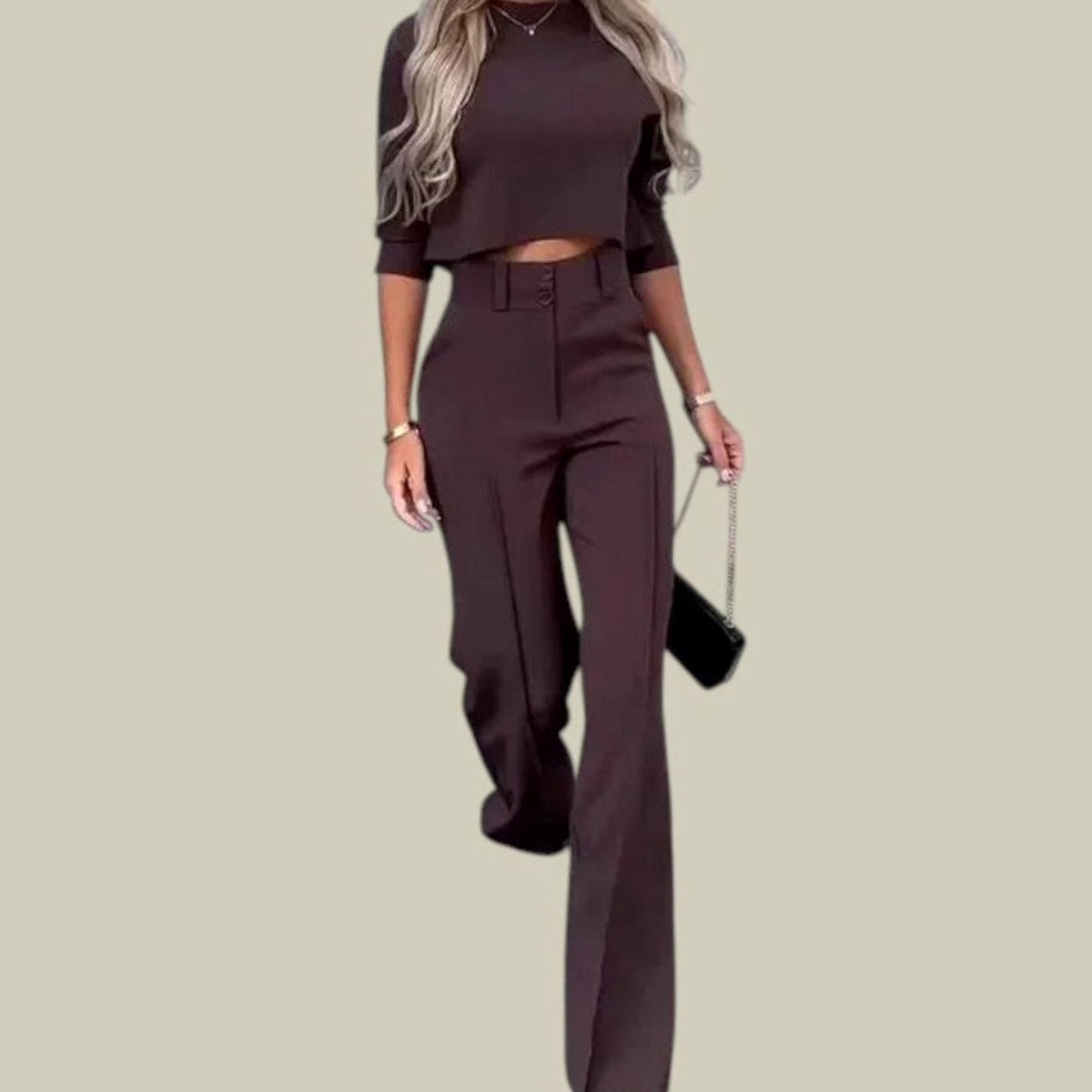 Women's High-Waist Wide-Leg Crop Top Loungewear Set