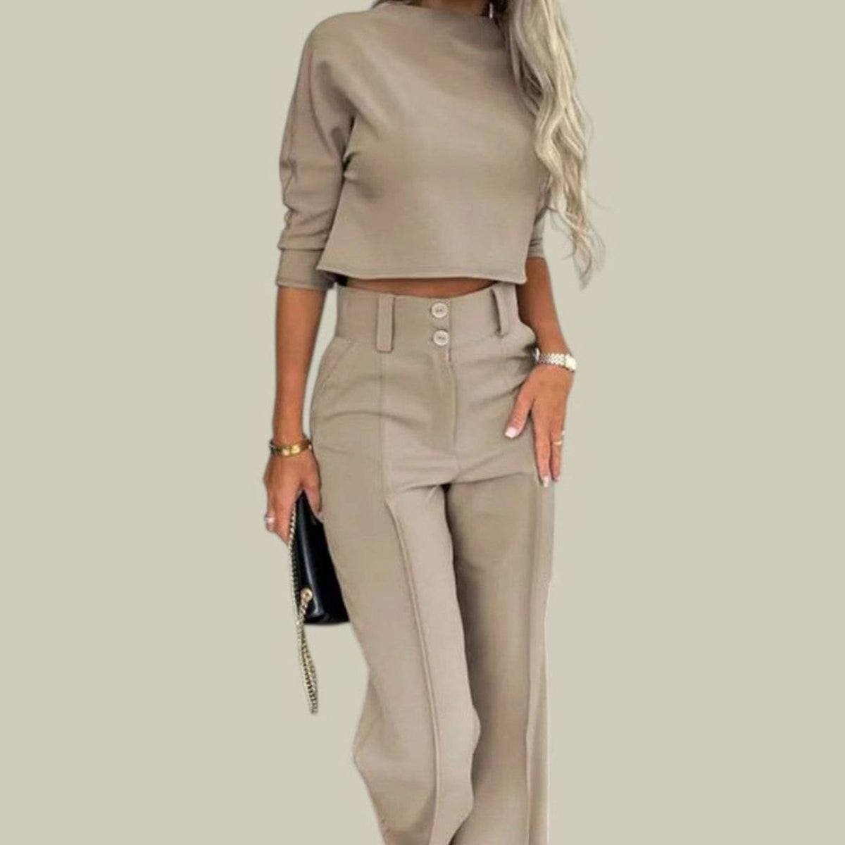 Women's High-Waist Wide-Leg Crop Top Loungewear Set