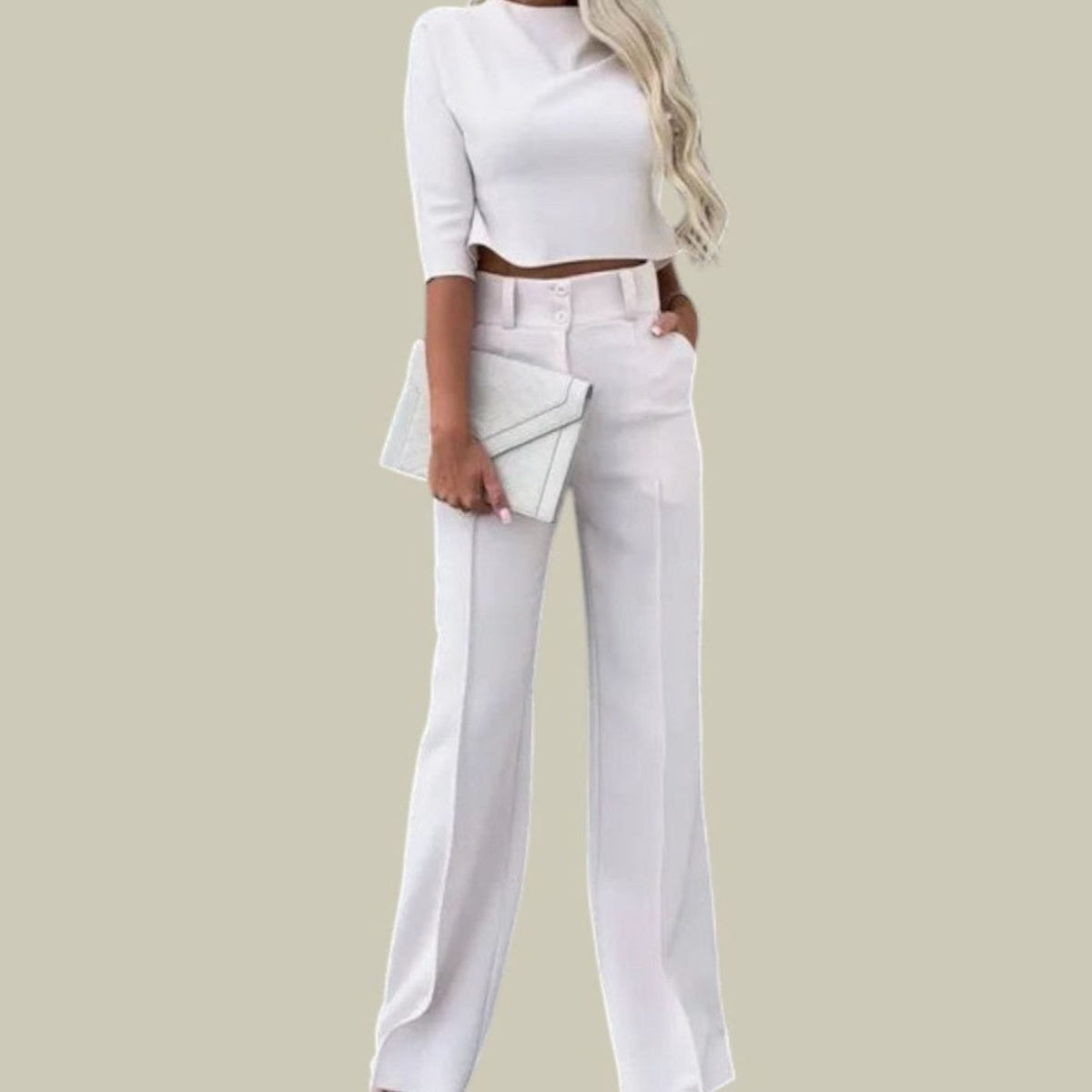 Women's High-Waist Wide-Leg Crop Top Loungewear Set