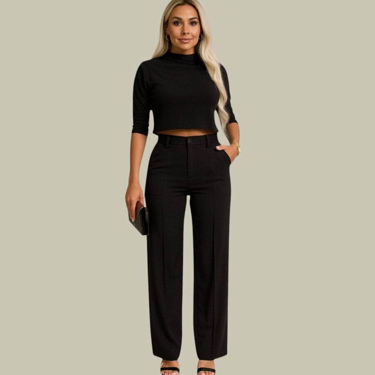 Women's High-Waist Wide-Leg Crop Top Loungewear Set