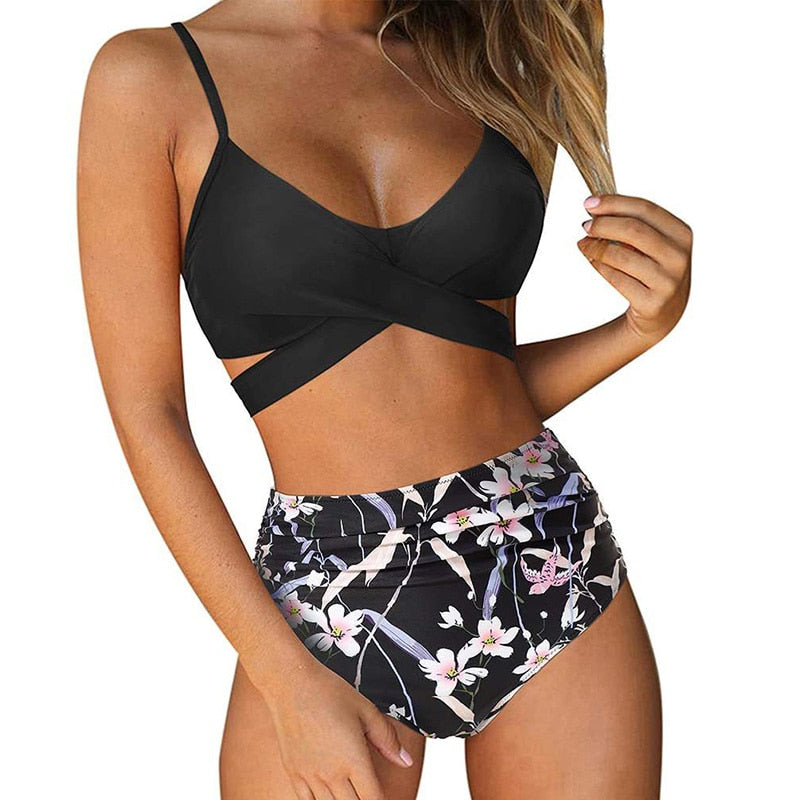 Women's High-Waisted Colourful Bikini