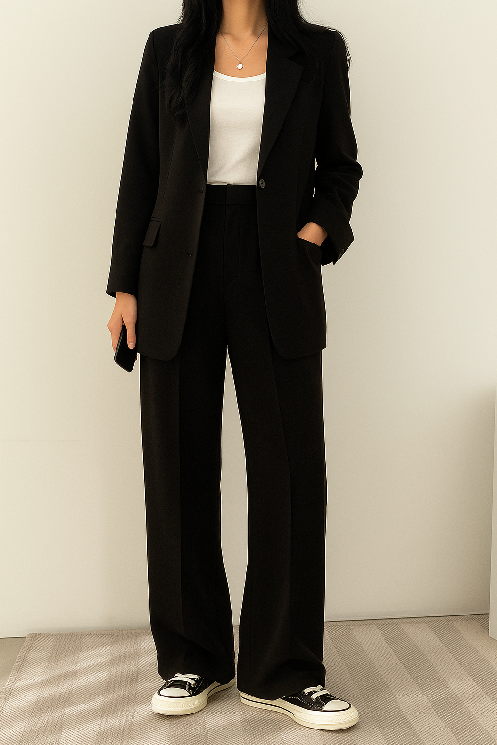 Women's High-Waisted Wide-Leg Pants Set