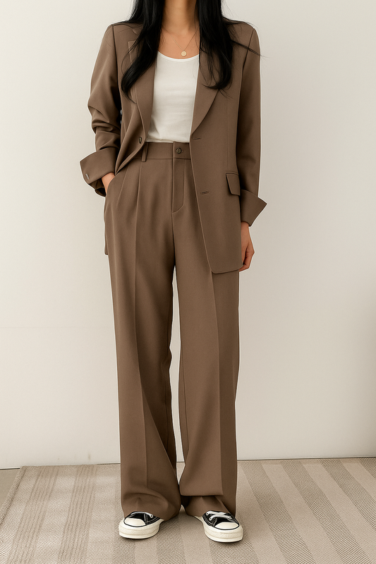 Women's High-Waisted Wide-Leg Pants Set