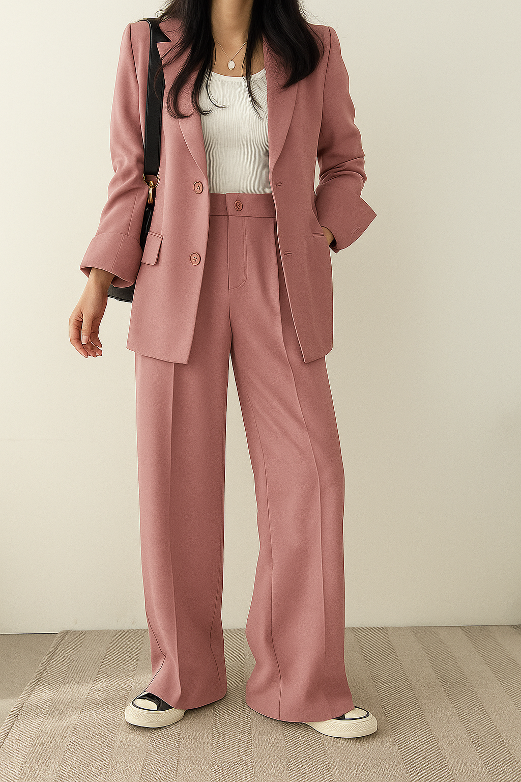 Women's High-Waisted Wide-Leg Pants Set