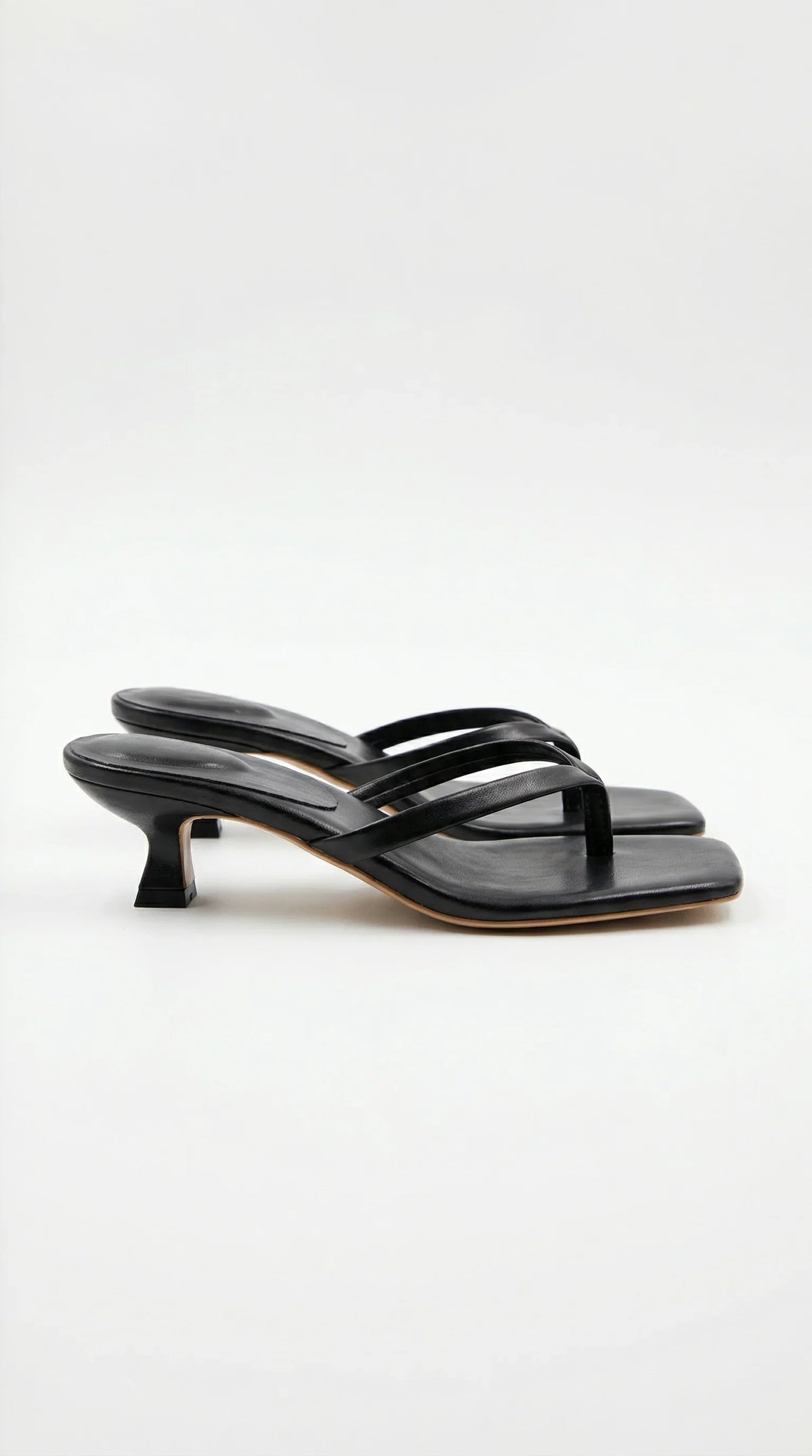 Women's Kitten Heel Thong Sandals with Thin Crossover Straps
