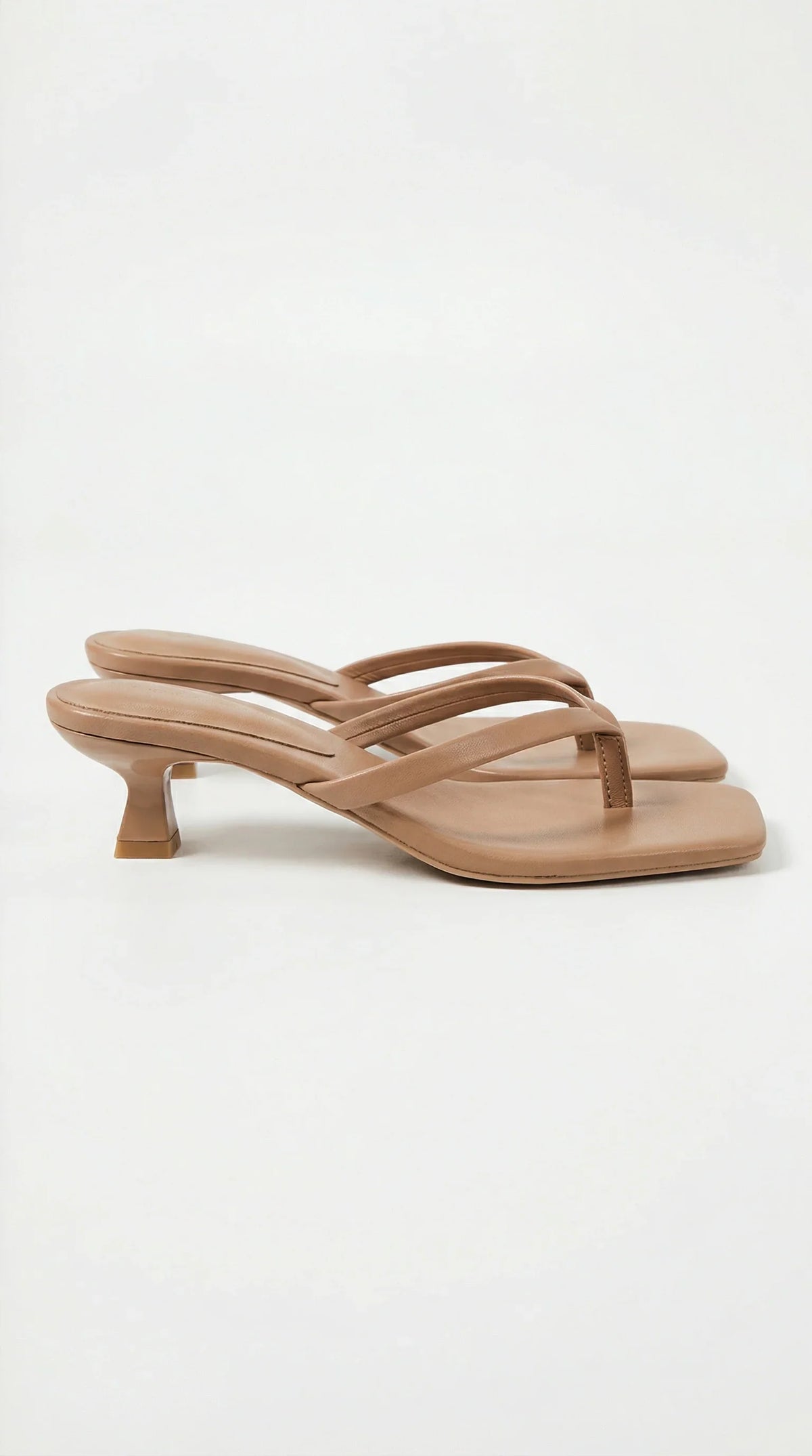 Women's Kitten Heel Thong Sandals with Thin Crossover Straps