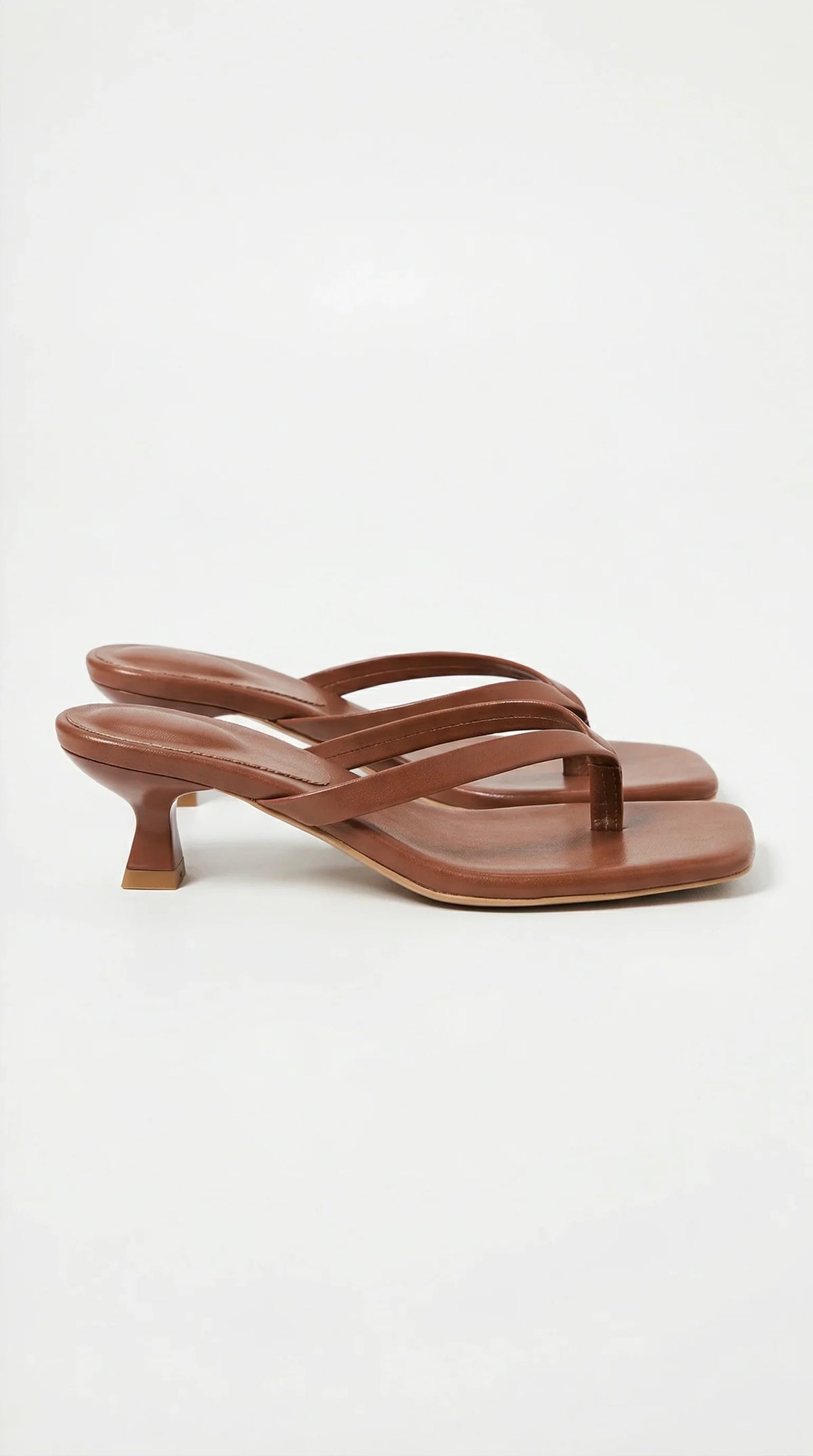 Women's Kitten Heel Thong Sandals with Thin Crossover Straps