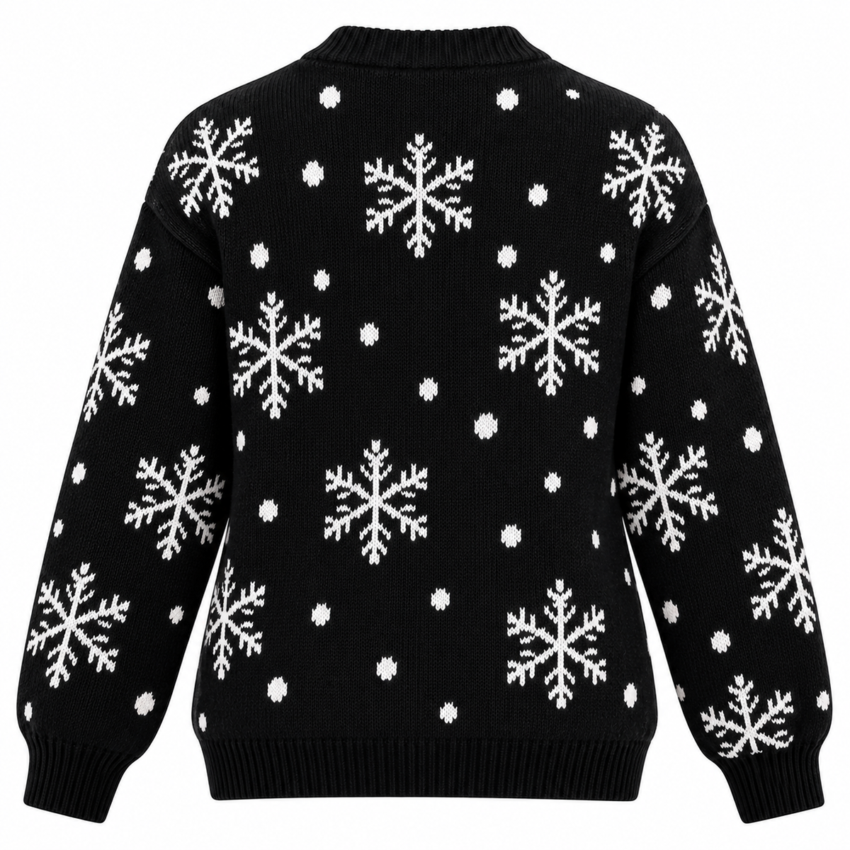 Women's Knitted Christmas Sweater | Reindeer Motif & Snowflake Pattern | Relaxed Fit, Drop Shoulders & Crew Neck