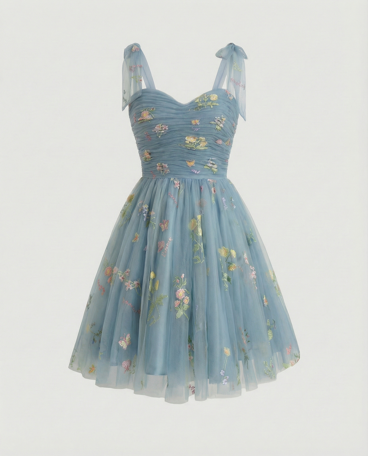 Women's Long Floral Embroidered Tulle Ball Gown