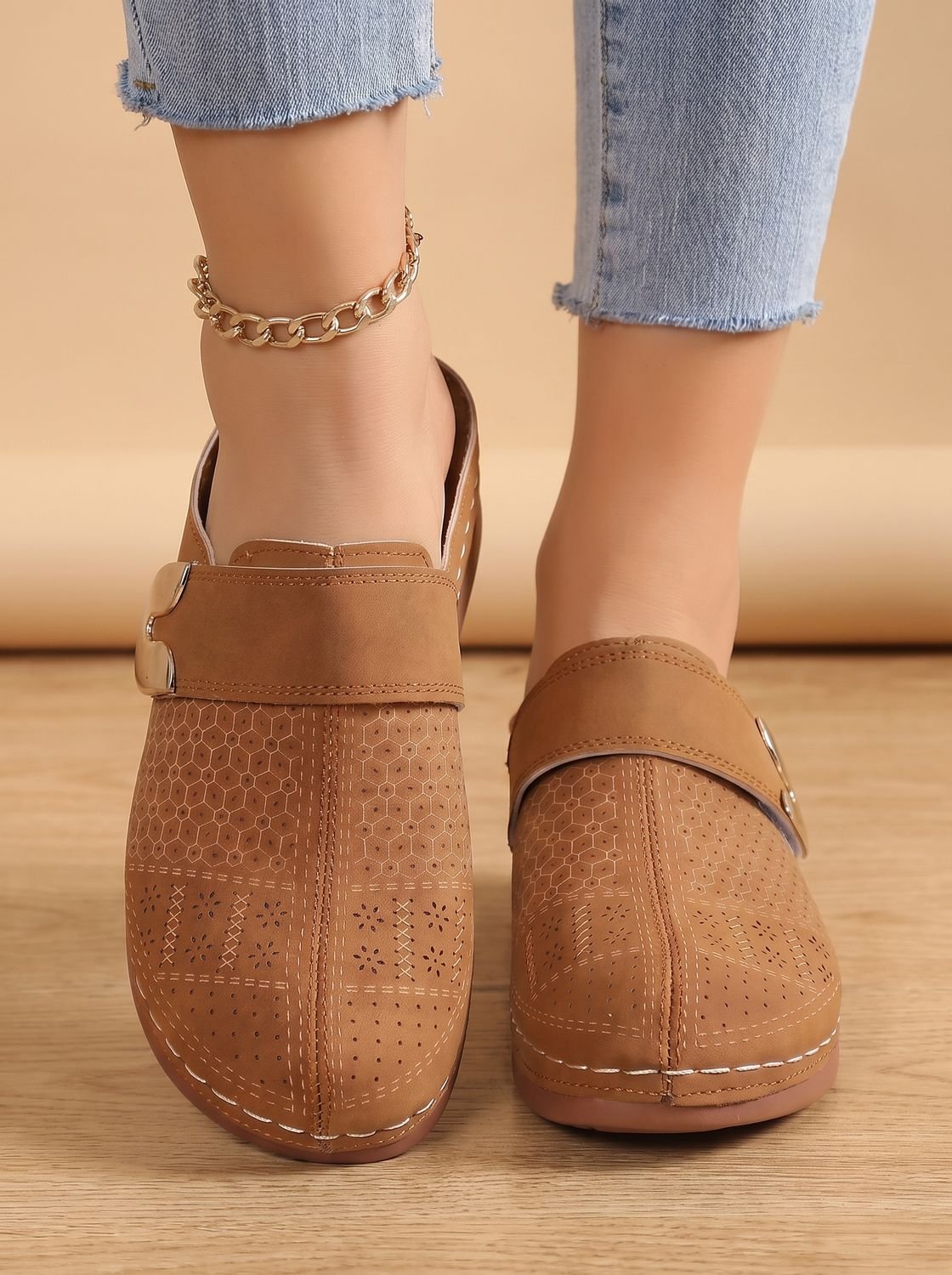 Women's Orthopedic Honeycomb-Textured Velcro Slip-On Mule Clogs