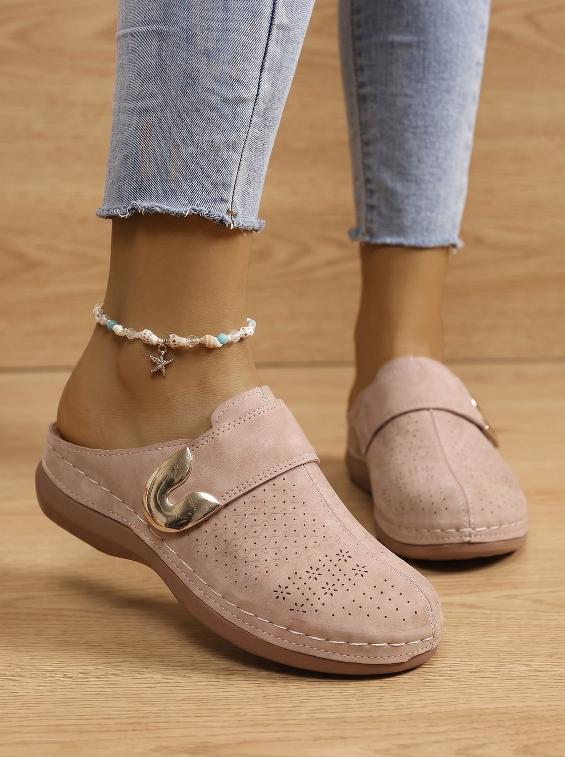 Women's Orthopedic Honeycomb-Textured Velcro Slip-On Mule Clogs