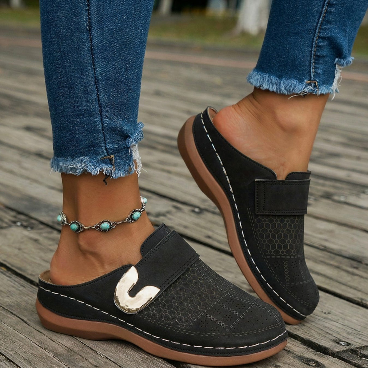 Women's Orthopedic Hook-and-Loop Slip-On Mule Slippers