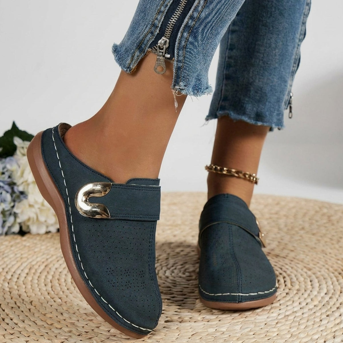 Women's Orthopedic Hook-and-Loop Slip-On Mule Slippers