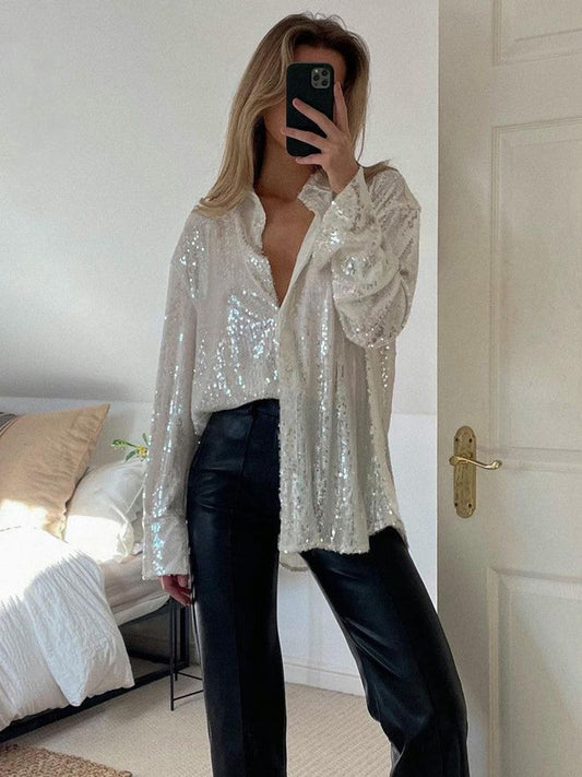 Women's Oversized Glitter Shirt