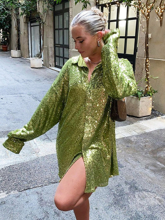 Women's Oversized Glitter Shirt