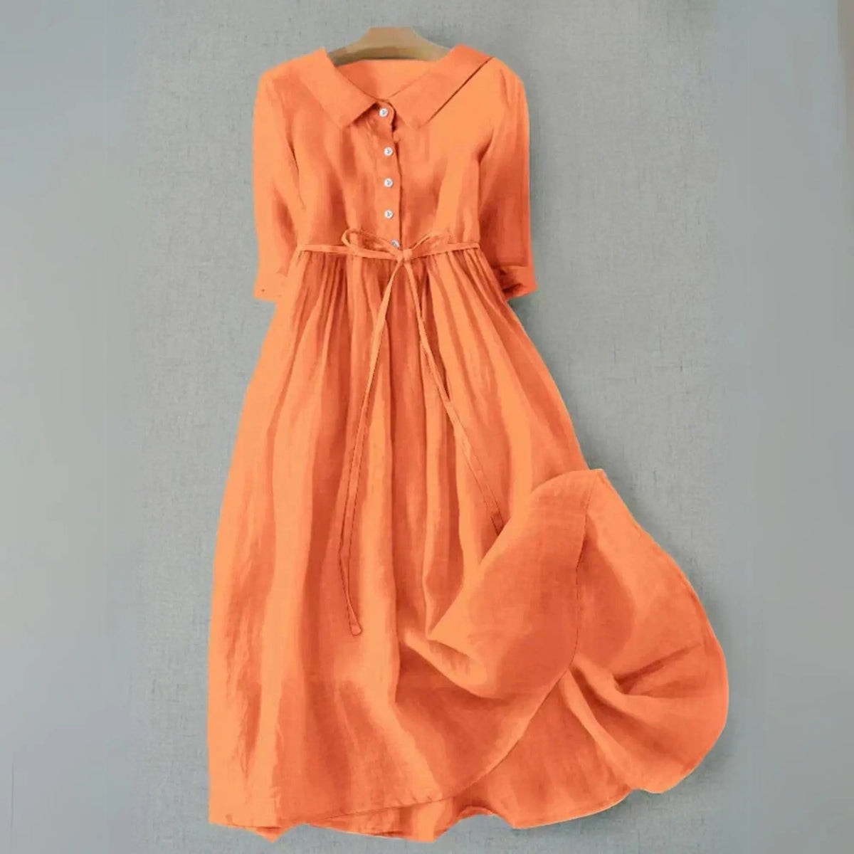 Women's Plus Size Belted Shirt Dress with Button Front and Collar