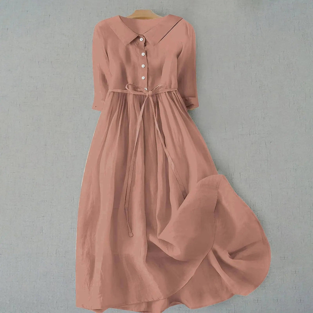 Women's Plus Size Belted Shirt Dress with Button Front and Collar