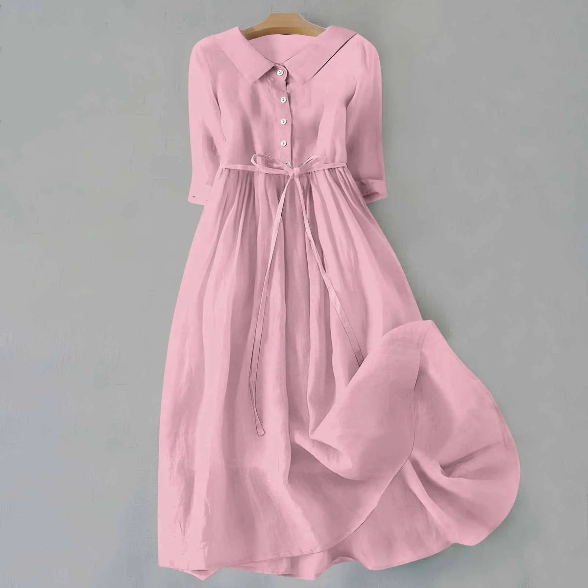 Women's Plus Size Belted Shirt Dress with Button Front and Collar