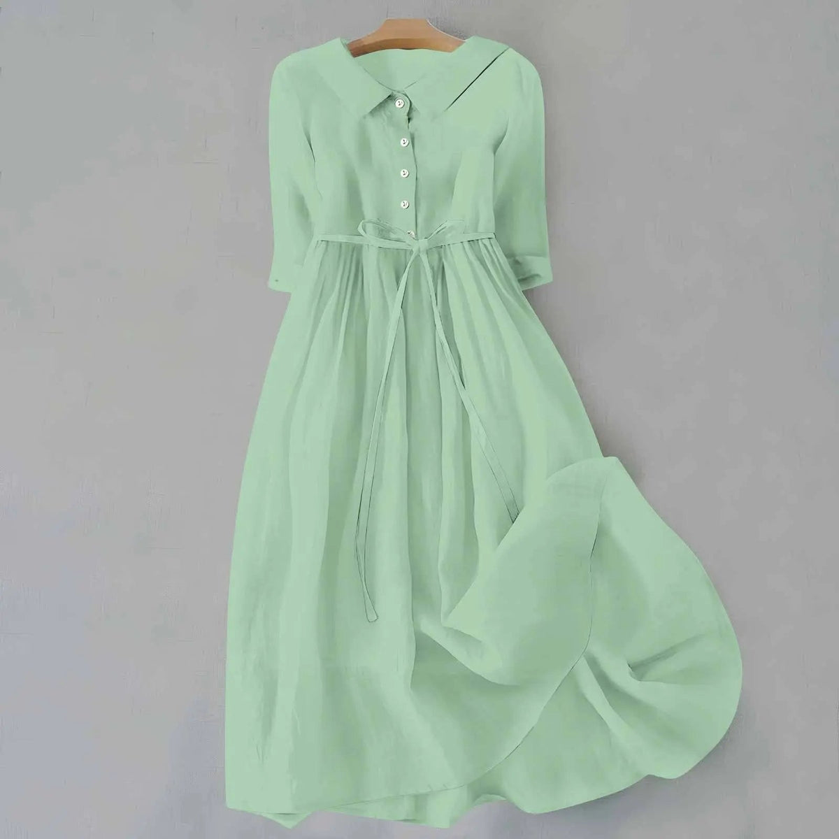 Women's Plus Size Belted Shirt Dress with Button Front and Collar