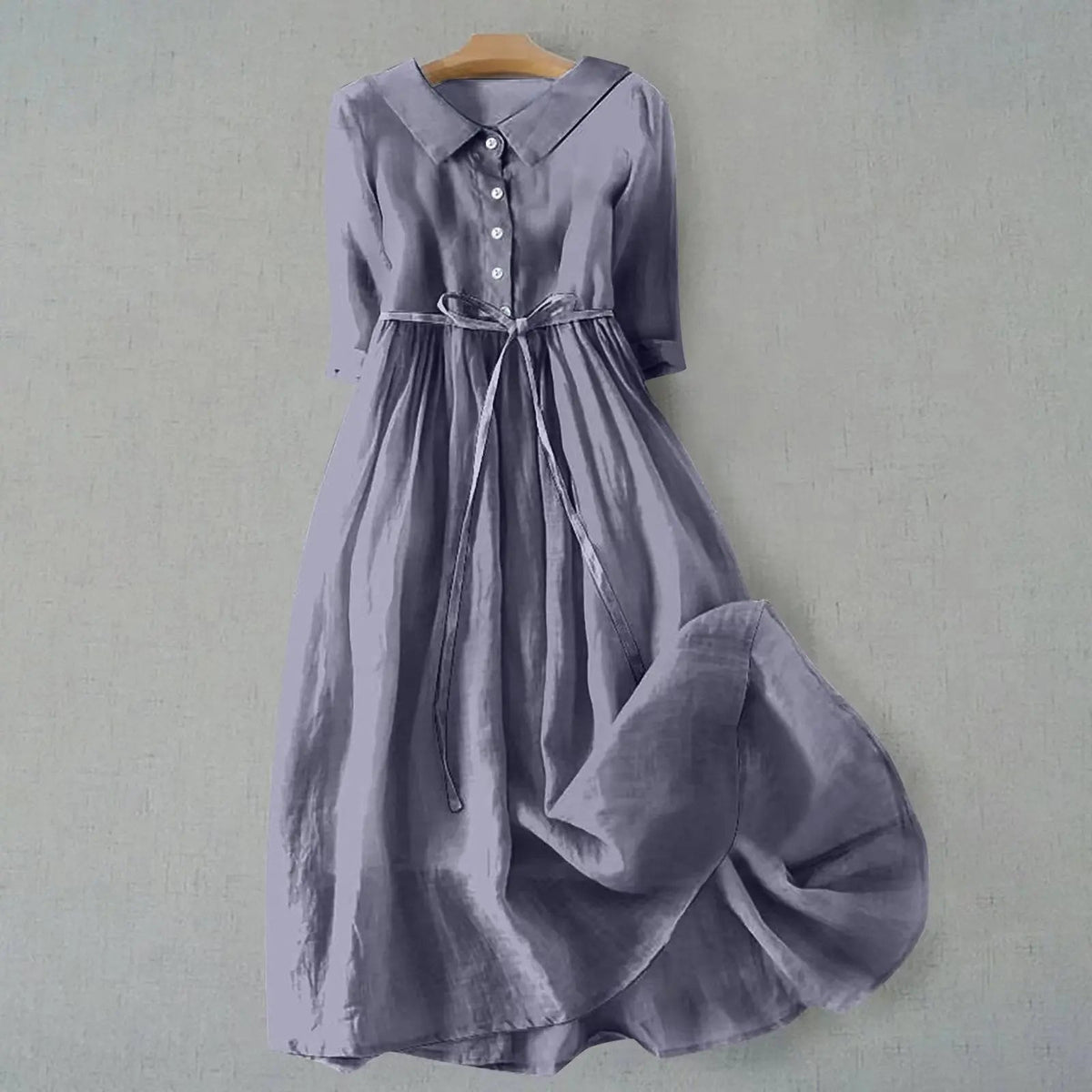 Women's Plus Size Belted Shirt Dress with Button Front and Collar