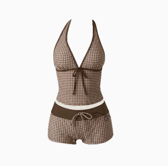 Women's Polka Dot Tankini with Adjustable Halter Neck