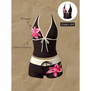 Women's Polka Dot Tankini with Adjustable Halter Neck