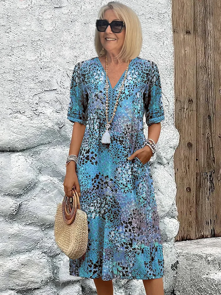 Women's Printed A-Line Midi Dress