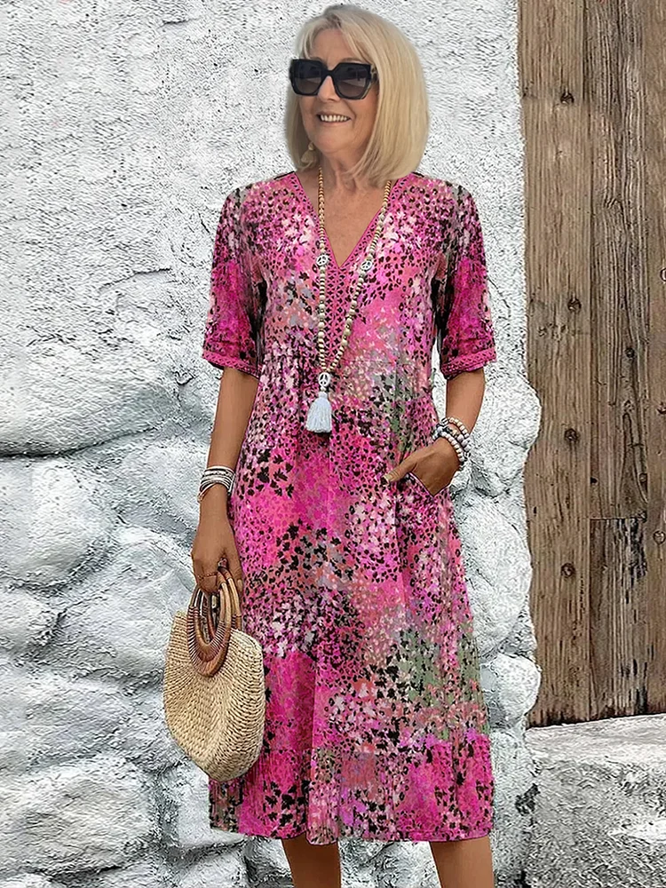 Women's Printed A-Line Midi Dress