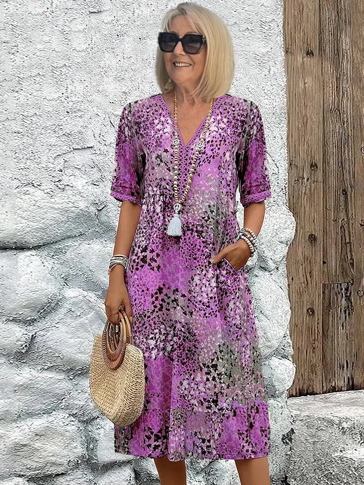 Women's Printed A-Line Midi Dress