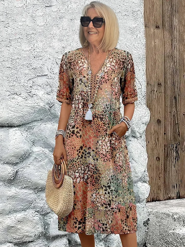 Women's Printed A-Line Midi Dress