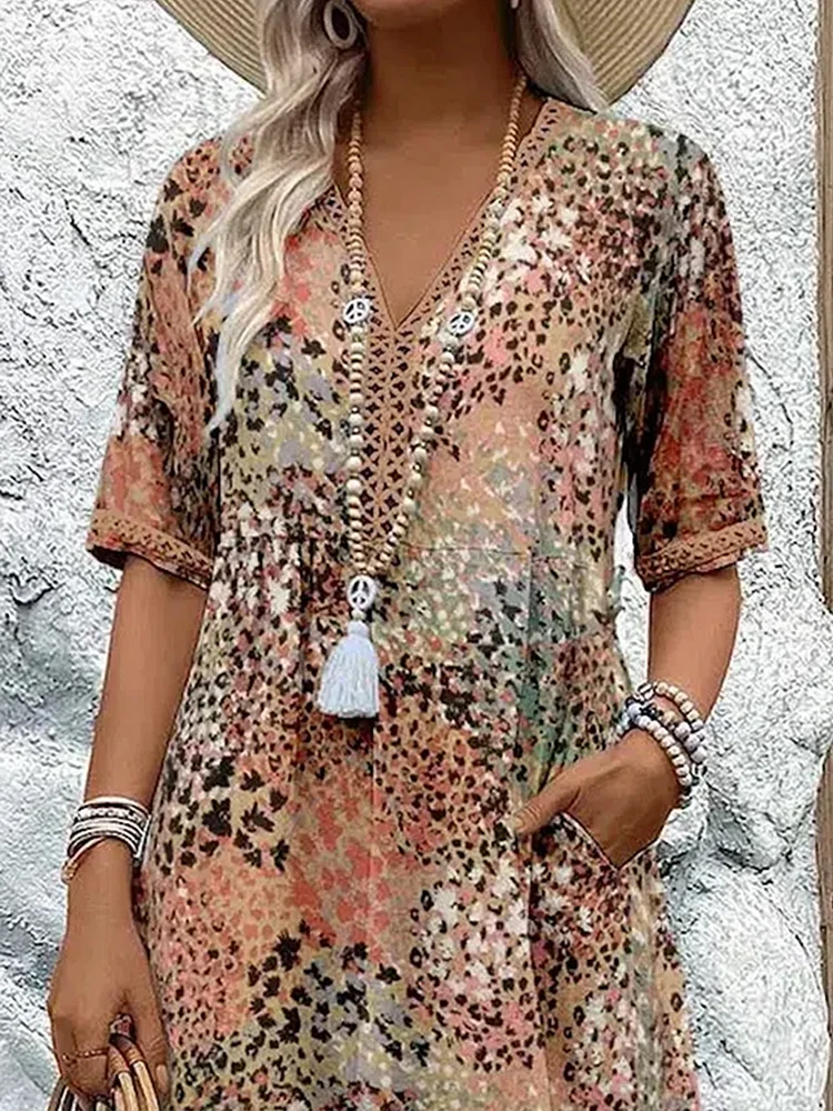 Women's Printed A-Line Midi Dress