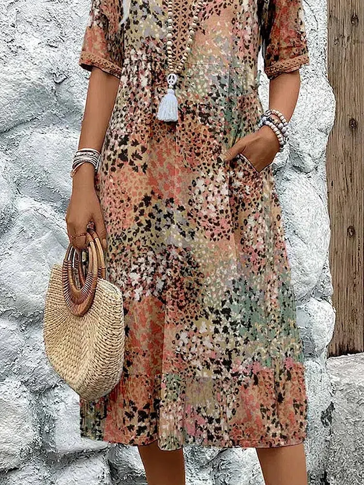 Women's Printed A-Line Midi Dress