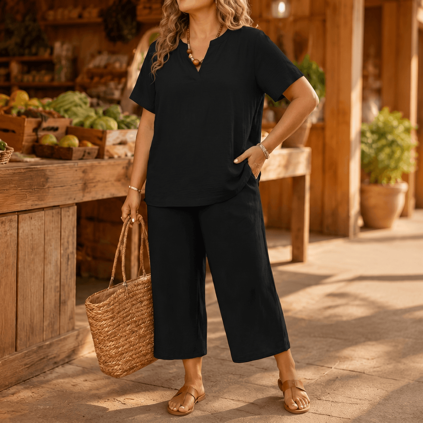 Women's Relaxed Plus-Size Two-Piece Set