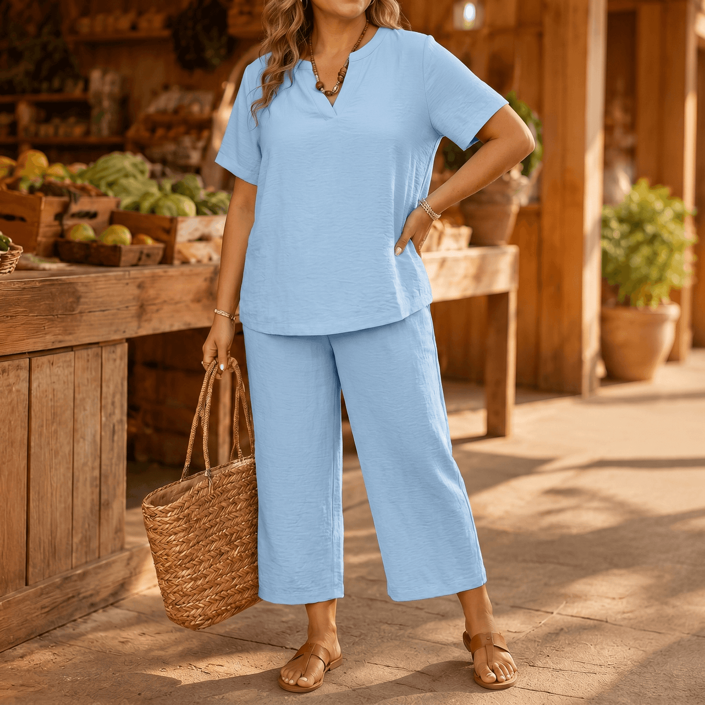 Women's Relaxed Plus-Size Two-Piece Set