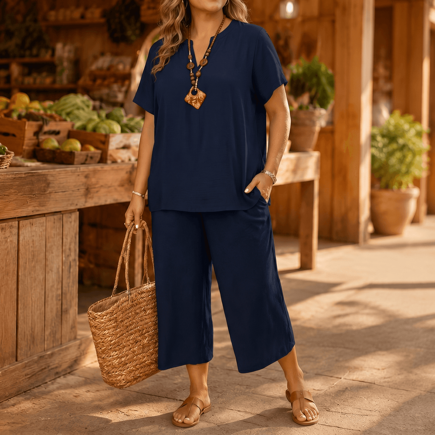 Women's Relaxed Plus-Size Two-Piece Set