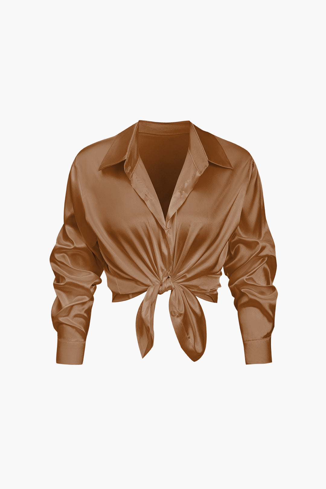 Women's Satin Blouse - Elegant Long-Sleeve Shirt with Loose Fit and Timeless Design