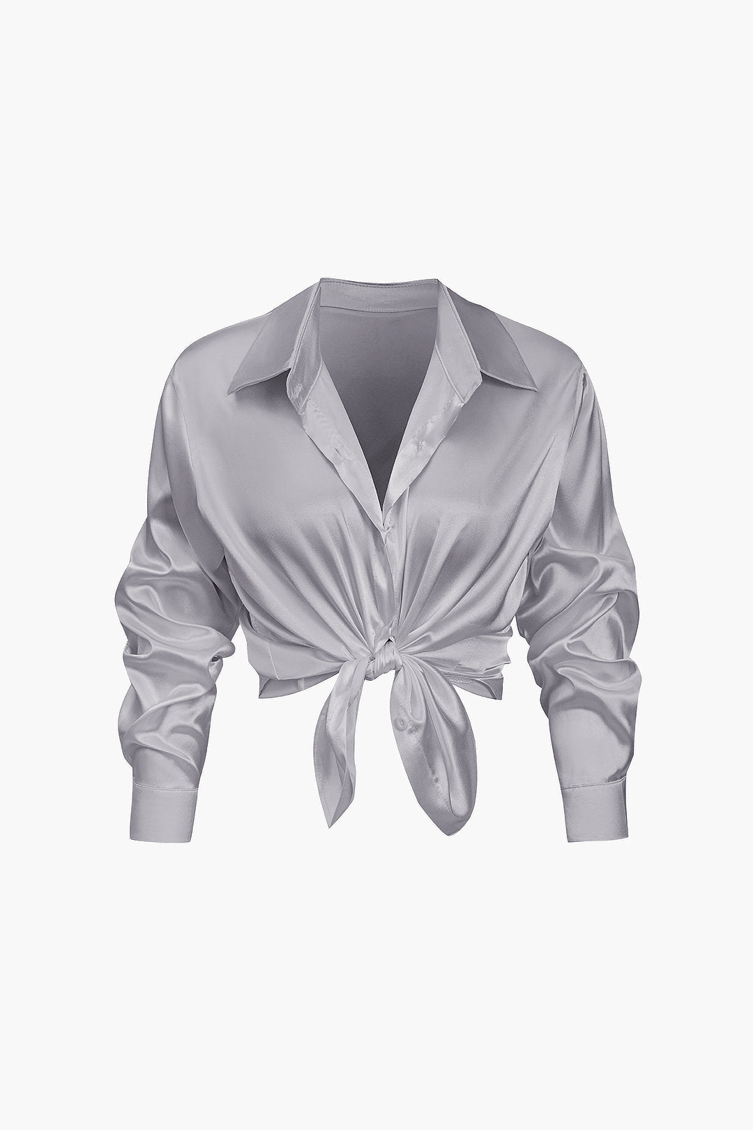 Women's Satin Blouse - Elegant Long-Sleeve Shirt with Loose Fit and Timeless Design