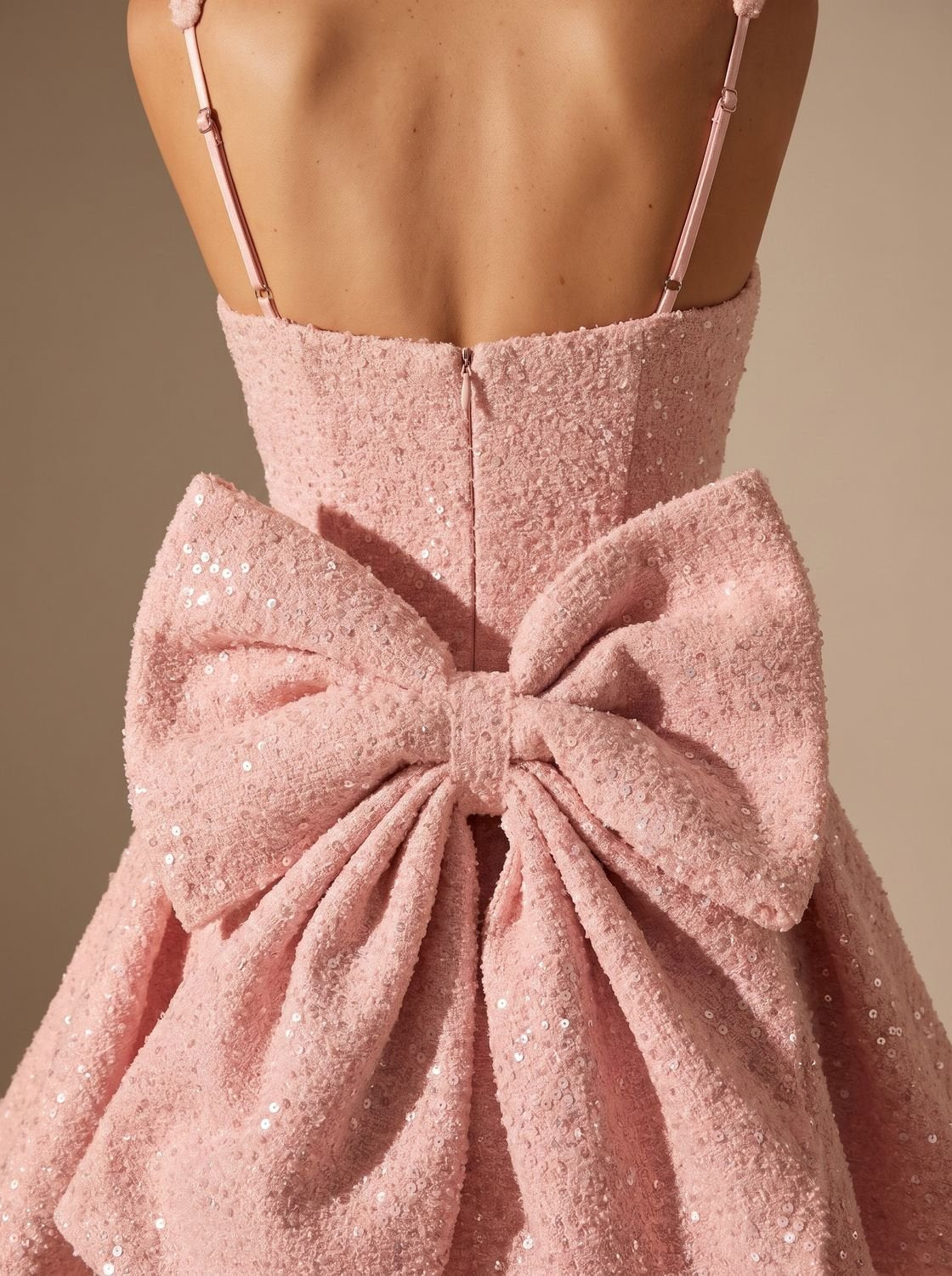 Women's Sequin Fit-and-Flare Bow Christmas Party Mini Dress