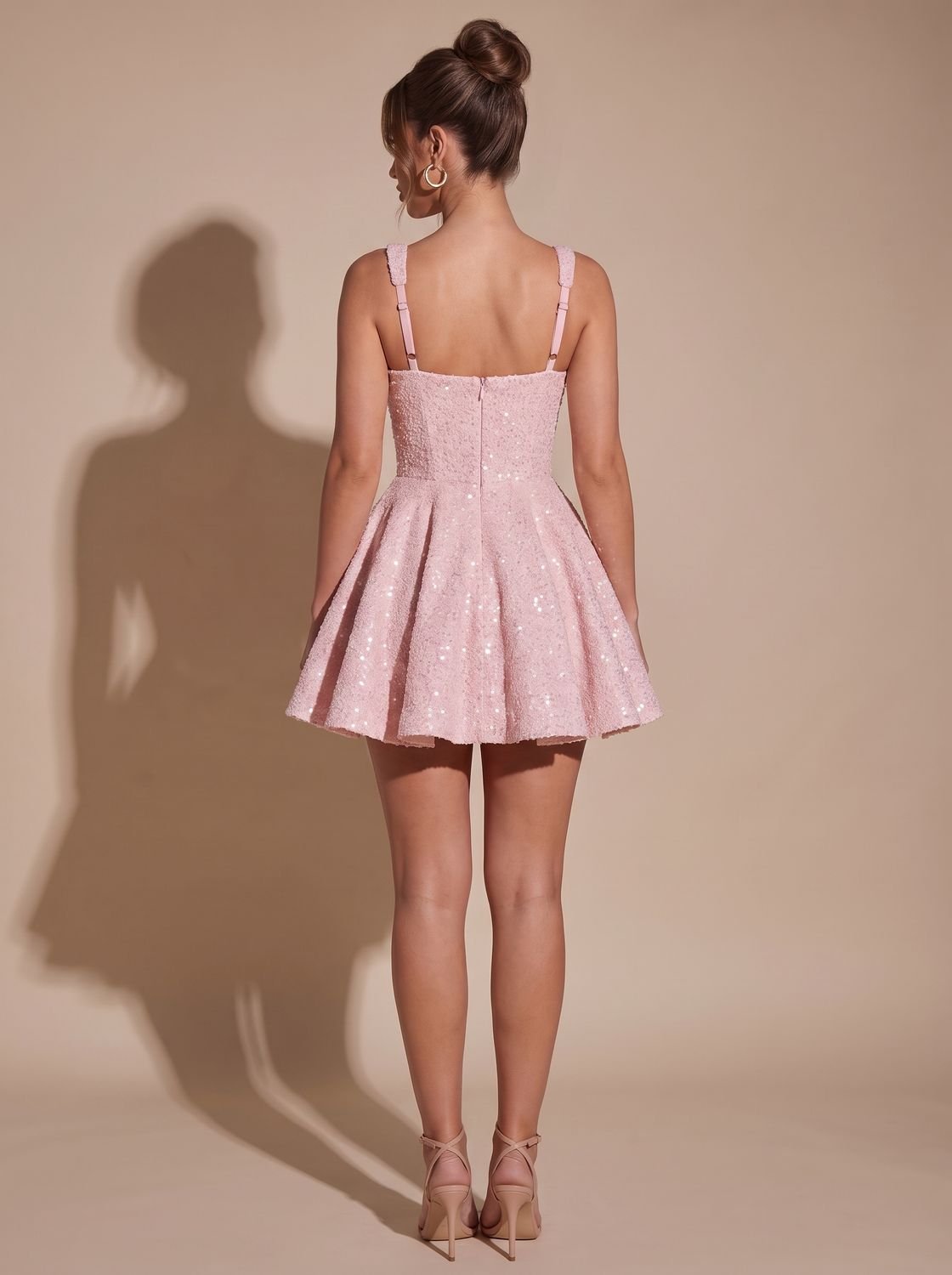 Women's Sequin Fit-and-Flare Bow Christmas Party Mini Dress
