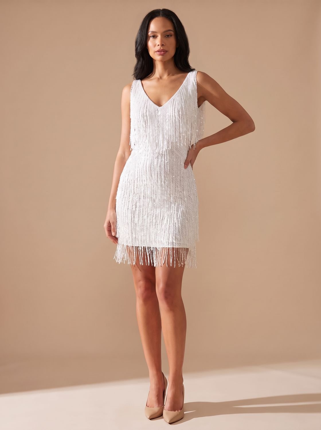 Women's Sequin Fringe A-Line Mini Christmas Party Dress