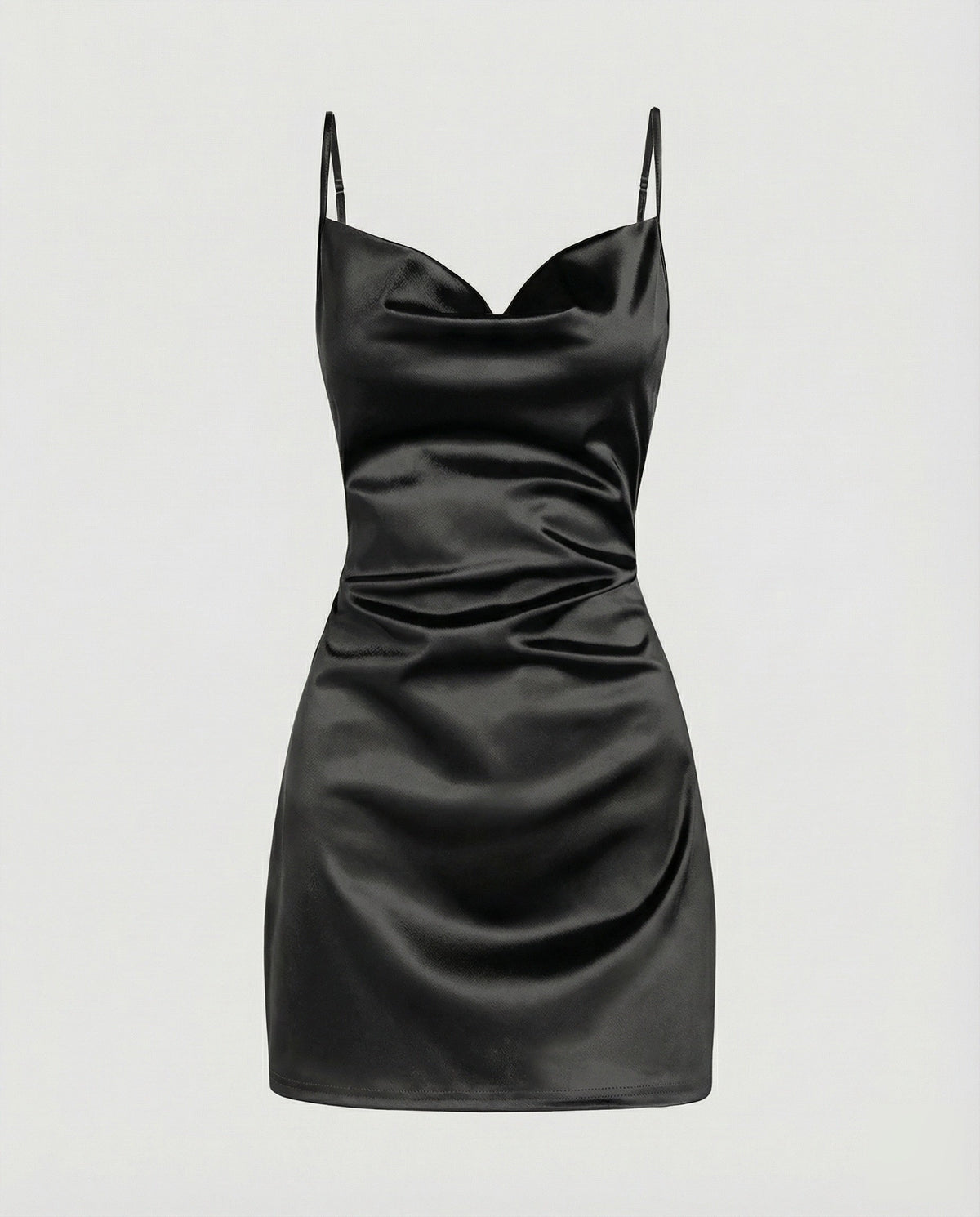 Women's Shimmering Side Draped Satin Mini Dress