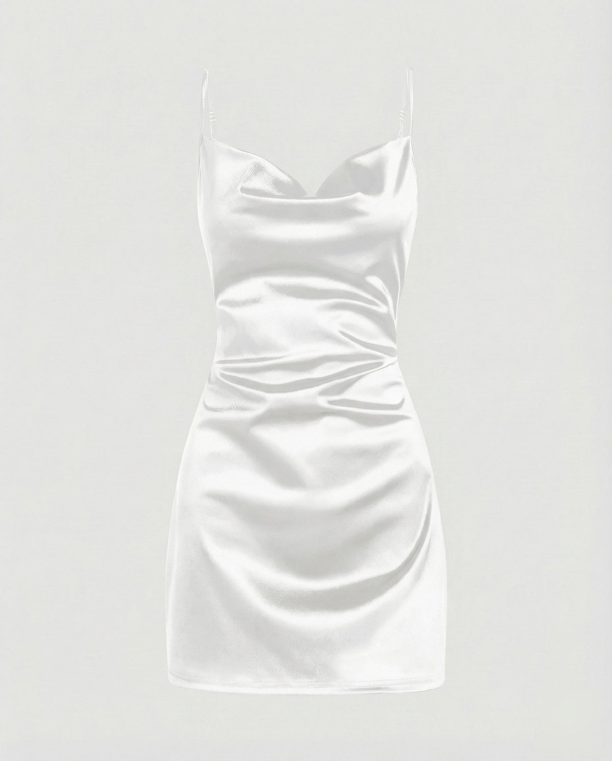 Women's Shimmering Side Draped Satin Mini Dress