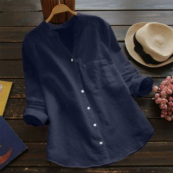 Women's Shirt – Comfortable, Breathable Linen-Cotton Blend in a Casual, Loose Fit