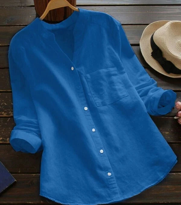 Women's Shirt – Comfortable, Breathable Linen-Cotton Blend in a Casual, Loose Fit