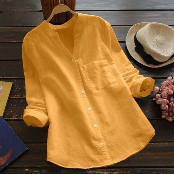 Women's Shirt – Comfortable, Breathable Linen-Cotton Blend in a Casual, Loose Fit