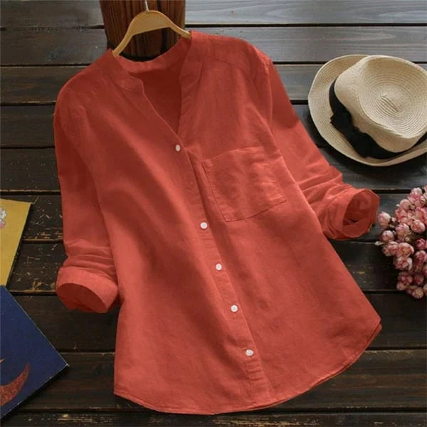 Women's Shirt – Comfortable, Breathable Linen-Cotton Blend in a Casual, Loose Fit